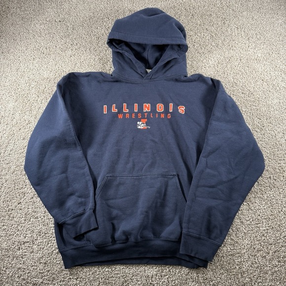 Vintage Fighting Illini Wrestling Team Sweater Mens‎ Medium Faded Graphic Hoodie